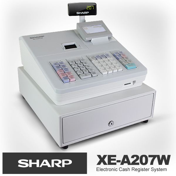 New SHARP XEA207 White Electronic Cash Register Dual Display & Thermal